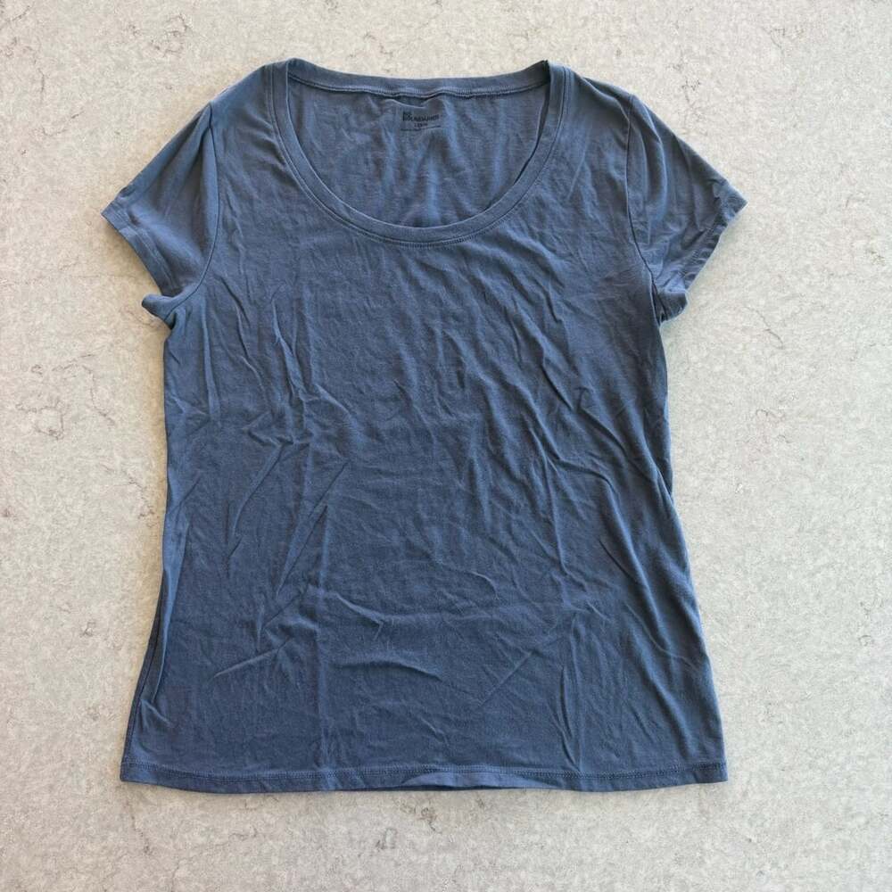 No Boundaries Scoop Neck Cap Sleeve T-Shirt Blue L (12-14)